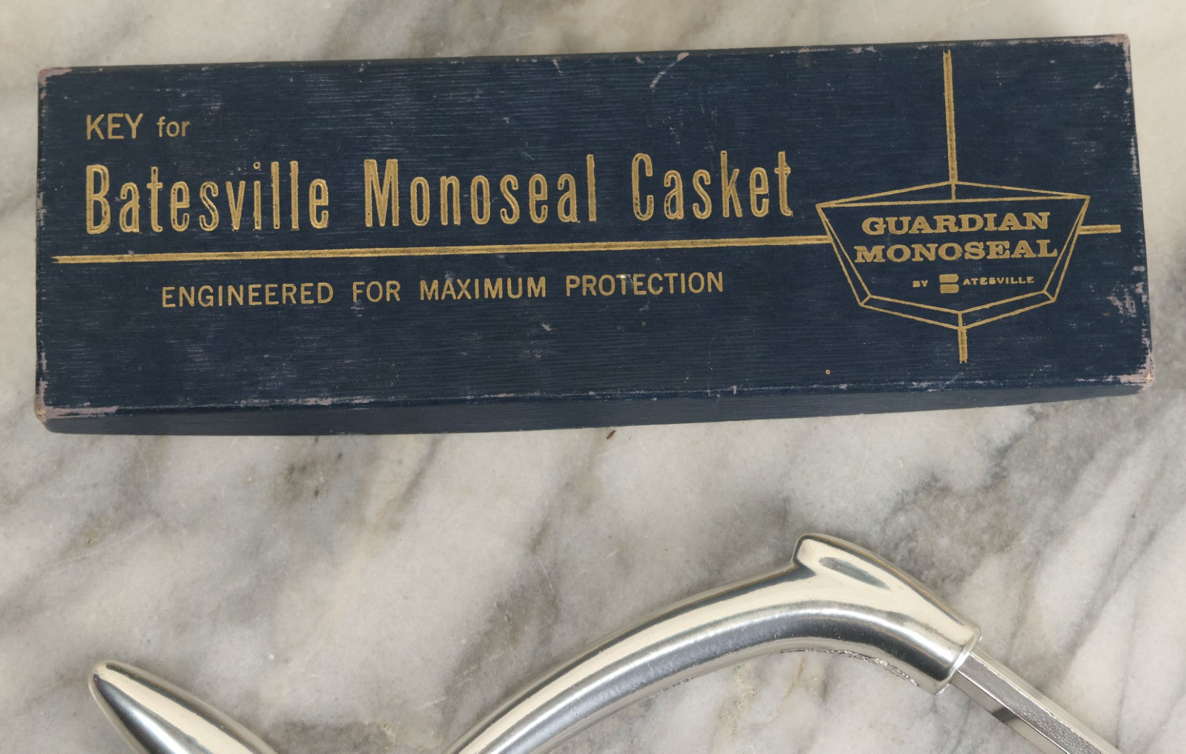 Lot 051 - Vintage Key For Batesville Monoseal Casket In Original Box, Manufactured By Batesville Casket Company, Inc., Batesville, Indiana