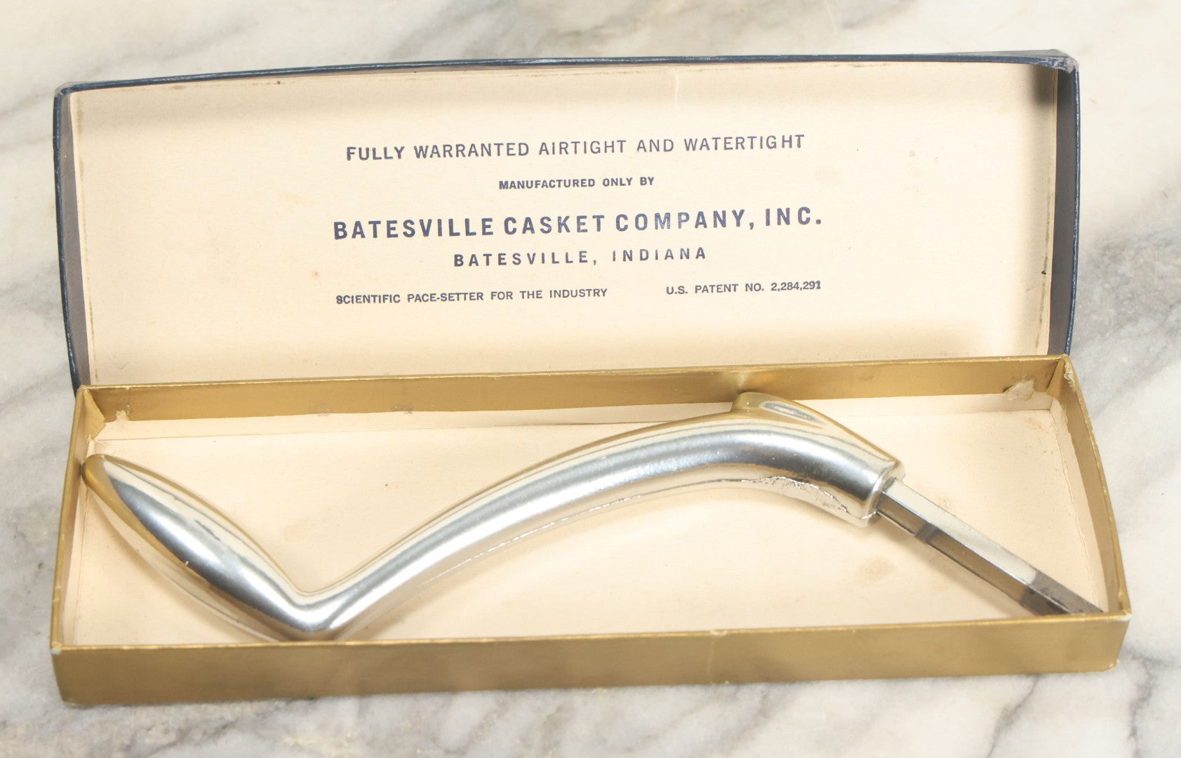 Lot 051 - Vintage Key For Batesville Monoseal Casket In Original Box, Manufactured By Batesville Casket Company, Inc., Batesville, Indiana