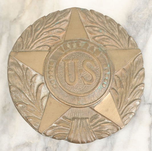 Lot 055 - Vintage Cast Metal U.S. Veteran Grave Marker With Star