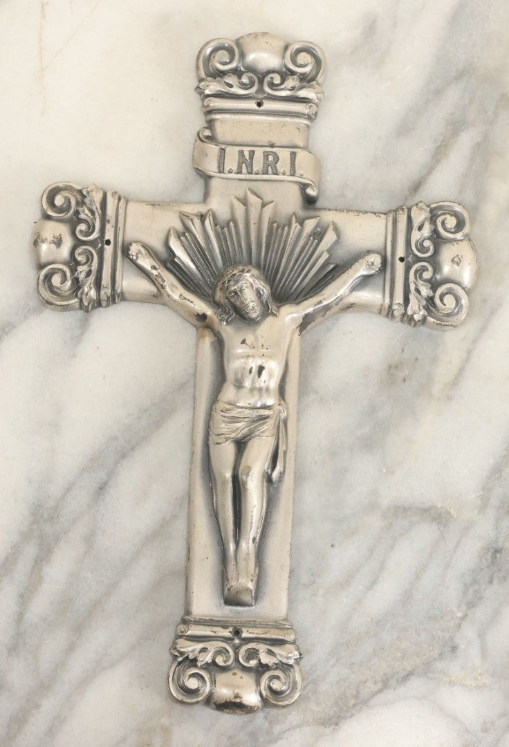 Lot 057 - Vintage Cast Metal Casket Funeral Crucifix (S13 Mark On Verso)