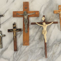 Lot 061 - Grouping Of Six Assorted Wooden Crucifixes, Mostly Plain, Some With Detailing