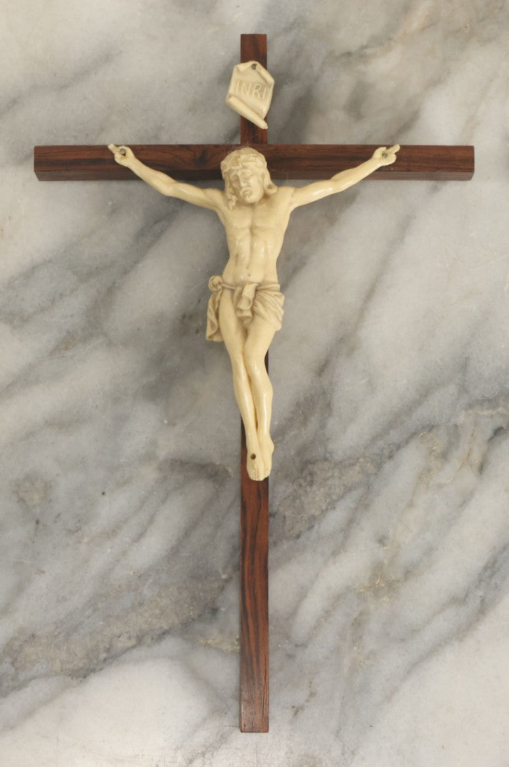 Lot 061 - Grouping Of Six Assorted Wooden Crucifixes, Mostly Plain, Some With Detailing