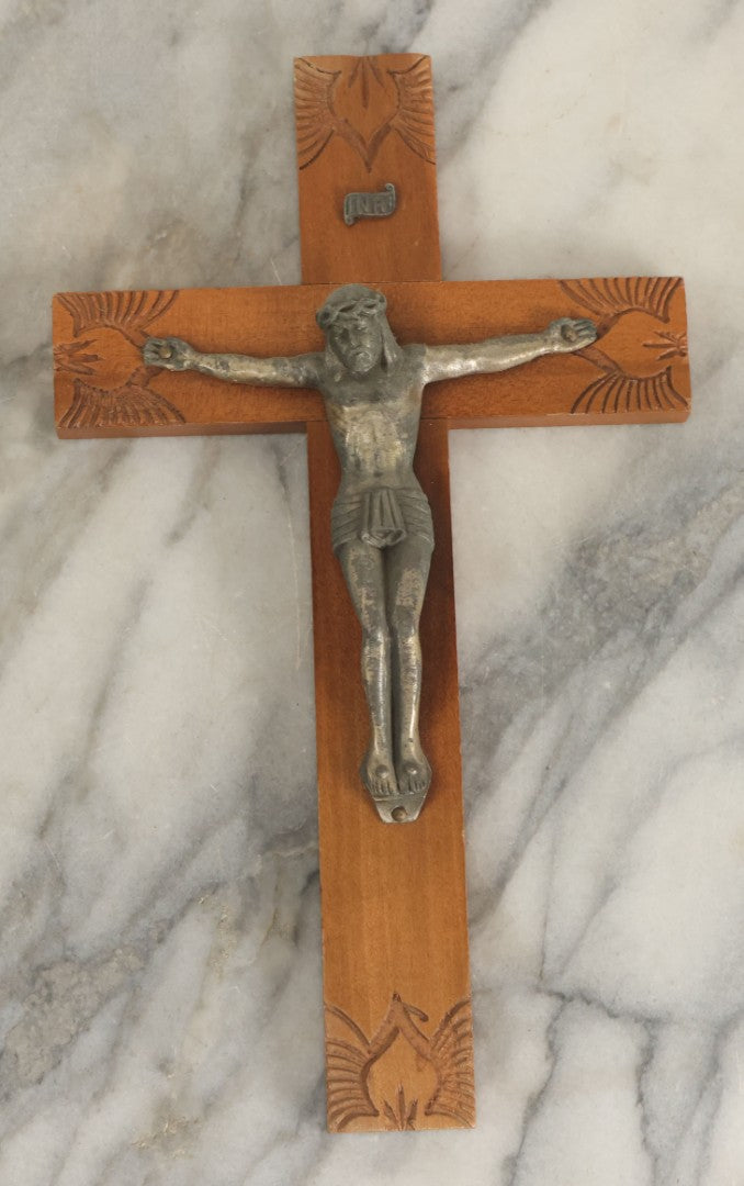 Lot 061 - Grouping Of Six Assorted Wooden Crucifixes, Mostly Plain, Some With Detailing
