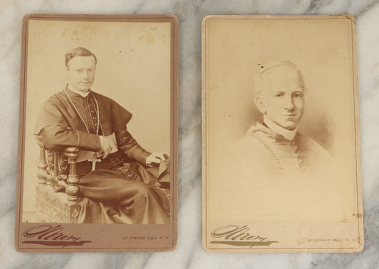 Lot 063 - Pair Of Antique Cabinet Card Photographs Of Priests, Taken By A New York Photographer
