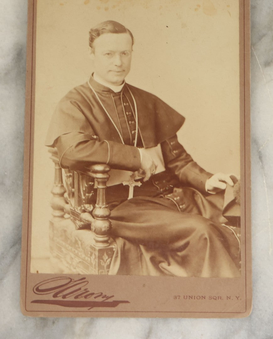 Lot 063 - Pair Of Antique Cabinet Card Photographs Of Priests, Taken By A New York Photographer