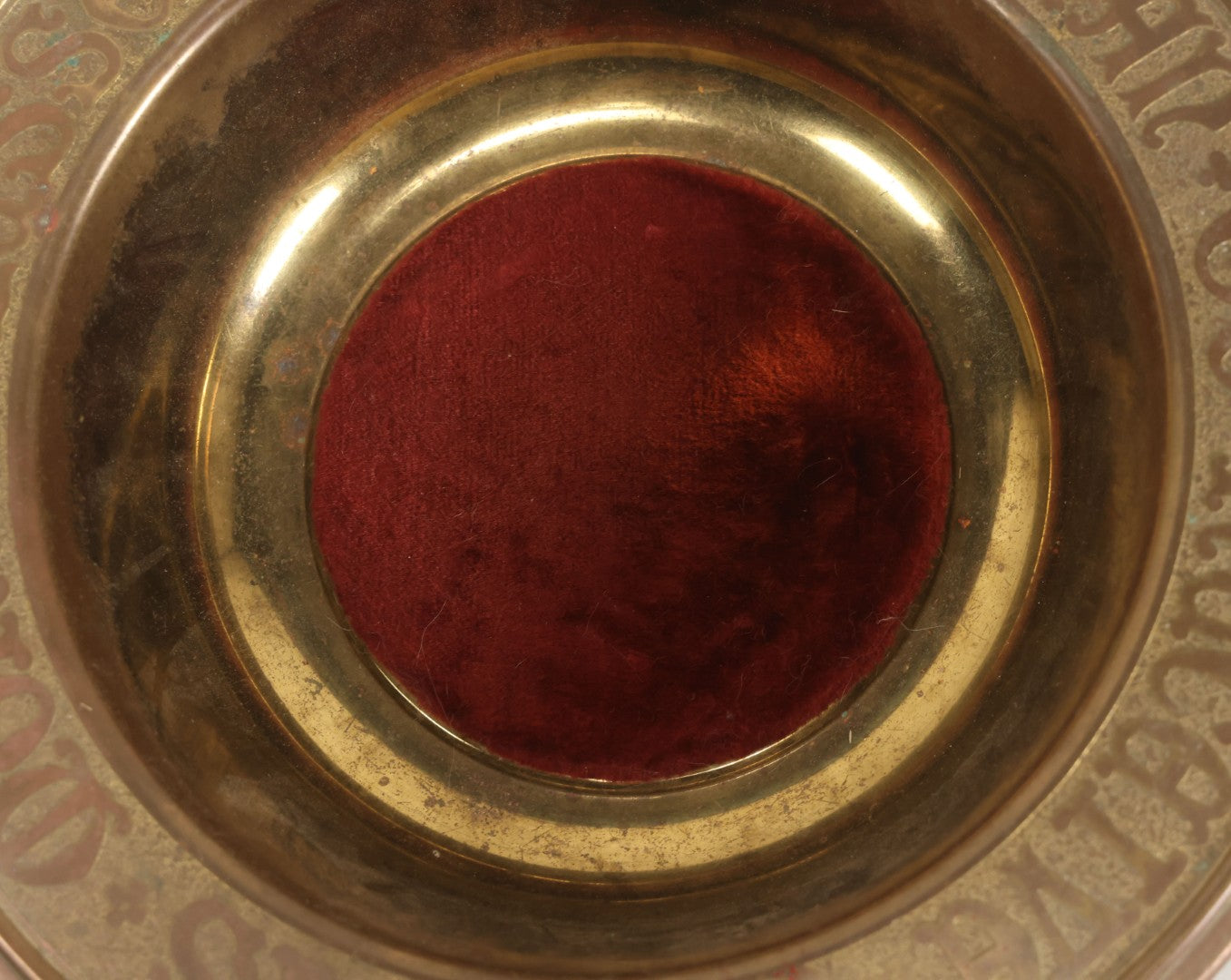 Lot 065 - Vintage Brass And Copper Church Donation Vesel, "It Is More Blessed To Give Than To Receive," With Velvet Padded Insert, By Gorham