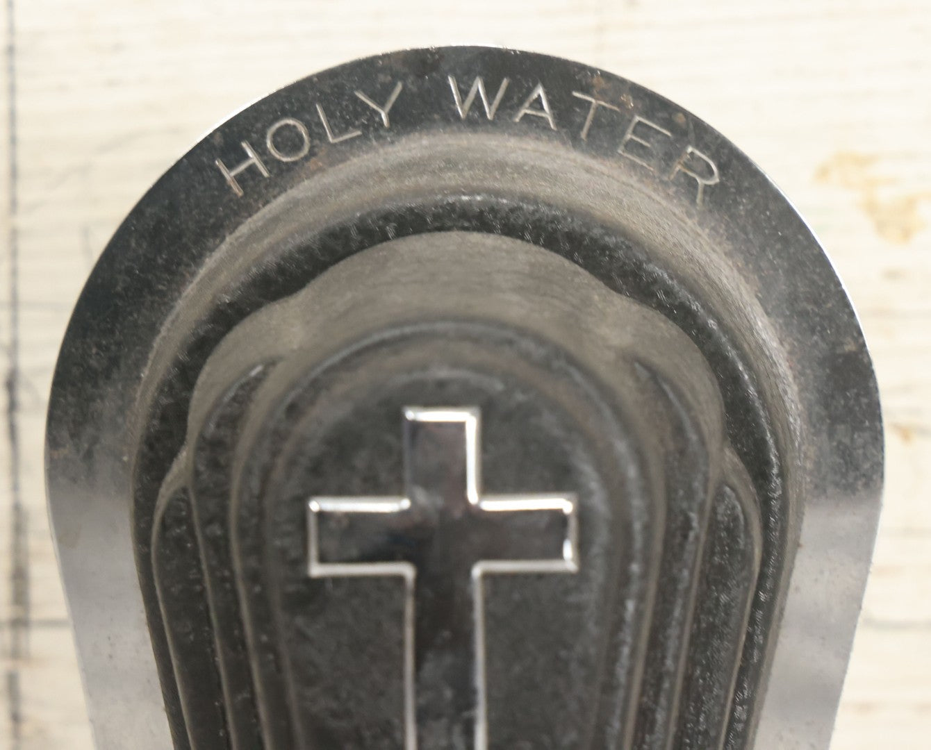 Lot 066 - Vintage Wall Mount Holy Water Dispenser For Church Or Funeral Home, With Chrome Cross, Detailing