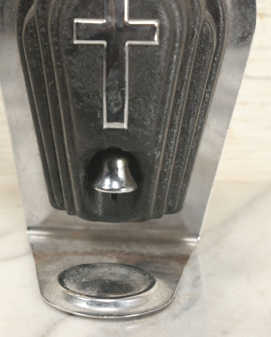 Lot 066 - Vintage Wall Mount Holy Water Dispenser For Church Or Funeral Home, With Chrome Cross, Detailing