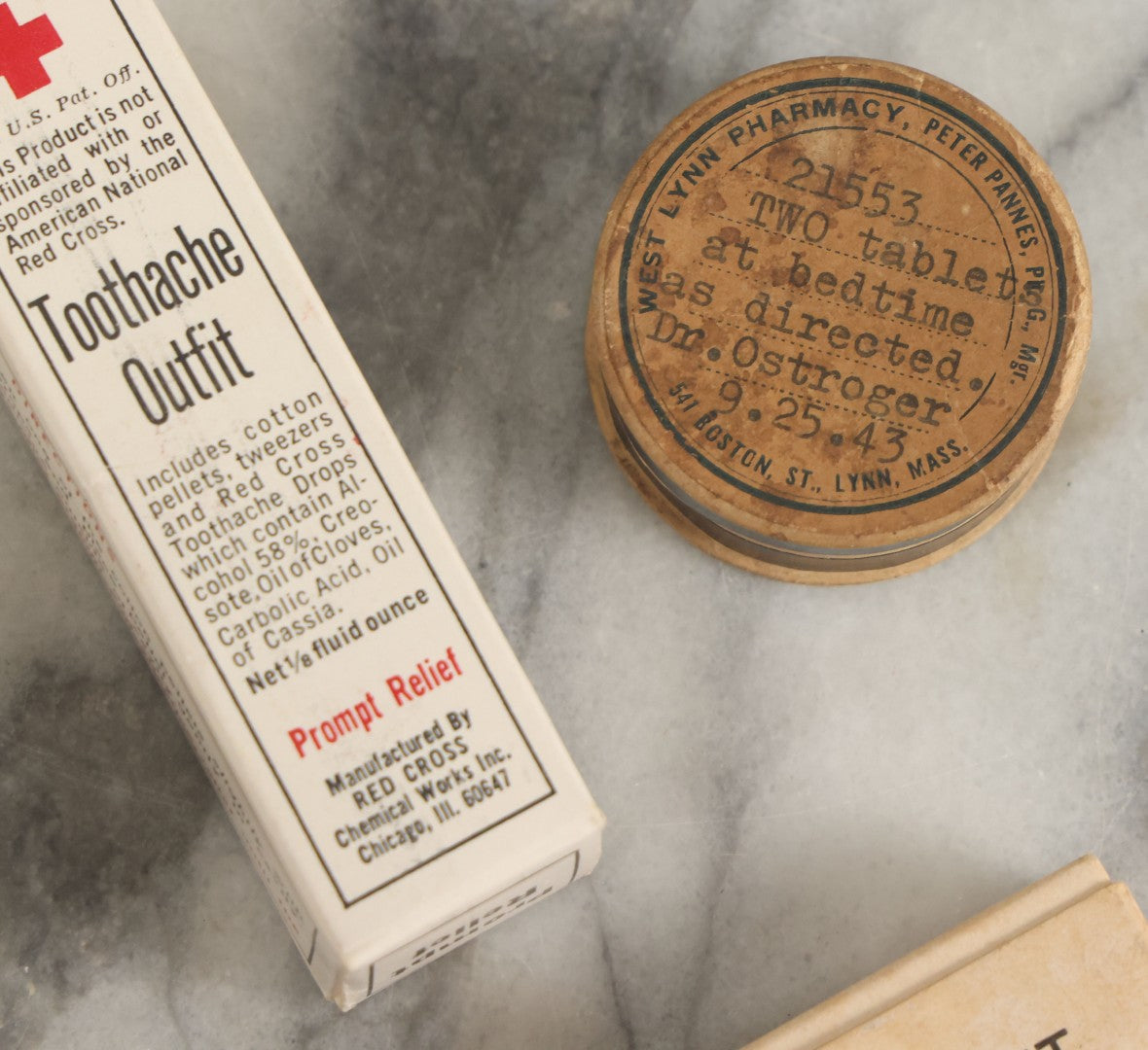 Lot 074 - Grouping Of 18 Boxed Pharmacy Items Including Ideal Syringe, Toppan's Laxative Cold Capsules, Mearig Throat Lozenges, And More