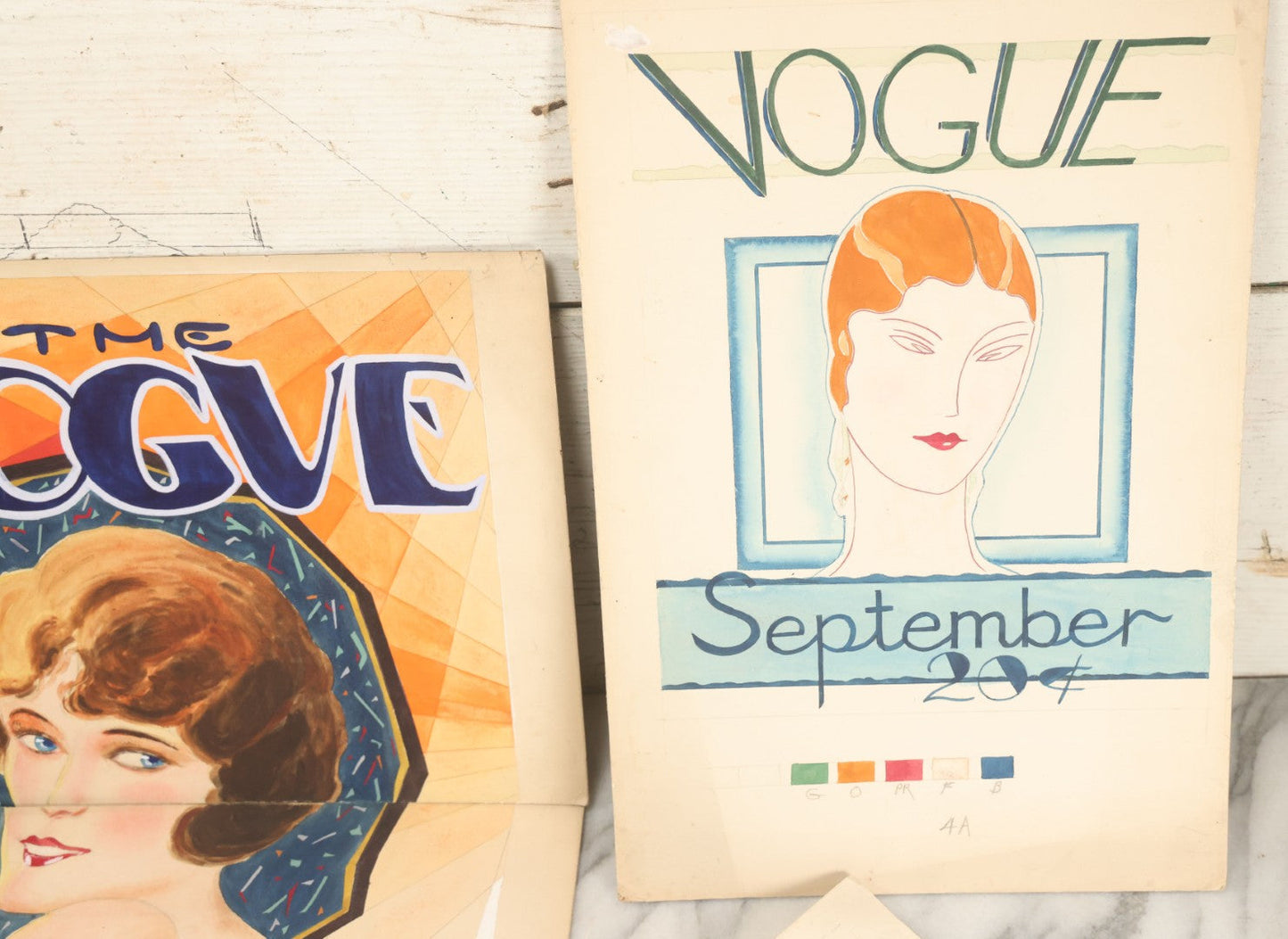 Lot 081 - Grouping Of Six Hand Drawn, Hand Painted Concept Art Proofs For Vogue Magazine, Other Publications, Including General Motors, On Board And Paper, by Paul J. Welzel, Puyallup, Washington