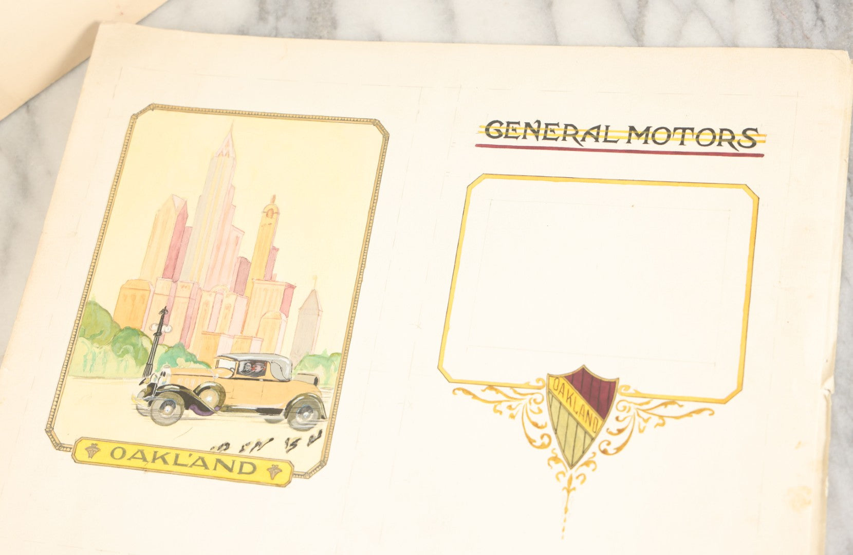 Lot 081 - Grouping Of Six Hand Drawn, Hand Painted Concept Art Proofs For Vogue Magazine, Other Publications, Including General Motors, On Board And Paper, by Paul J. Welzel, Puyallup, Washington