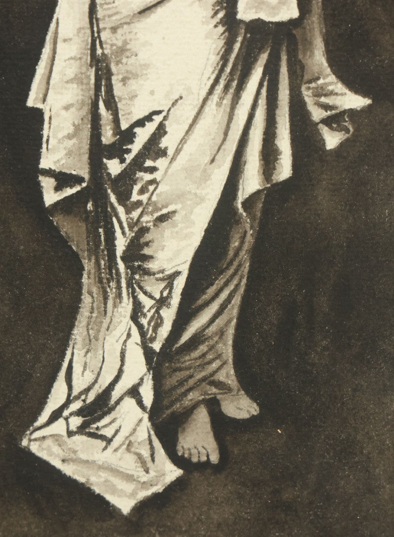 Lot 083 - Antique Watercolor Painting Of Beautiful Woman Stretching, After Nathaniel Sichel (1843-1907)