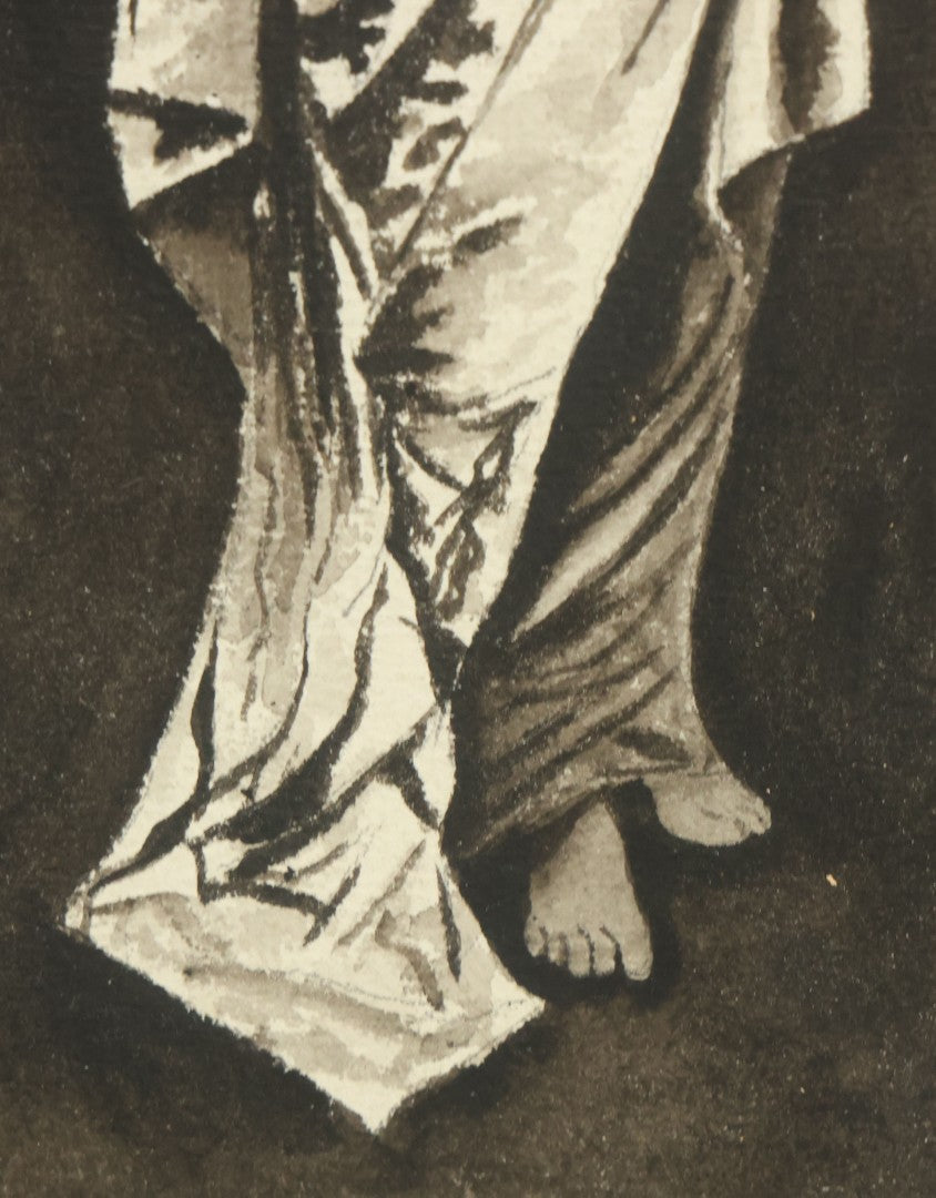 Lot 083 - Antique Watercolor Painting Of Beautiful Woman Stretching, After Nathaniel Sichel (1843-1907)