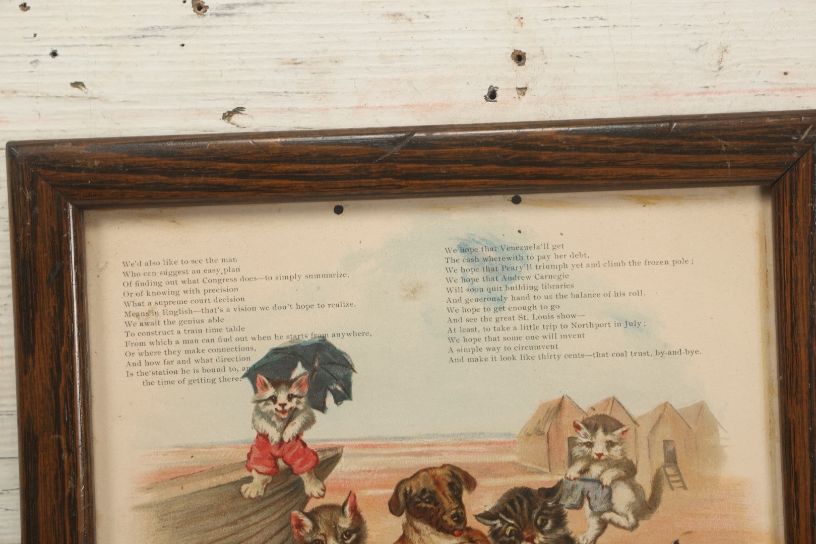 Lot 093 - Antique 1903 Anthropomorphic Cat And Dog Whimsical Illustrated Calendar, Illustrated By C.L. Van Vredenburgh, July, August, September, Copyright 1901, Gray Lithography Company, New York