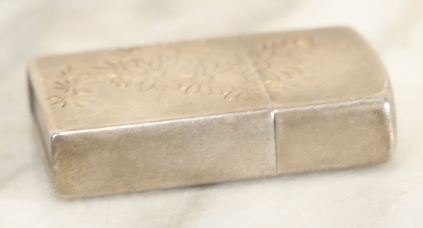 Lot 101 - Vintage Sterling Silver Cigarette Lighter With Etched Flower Motif