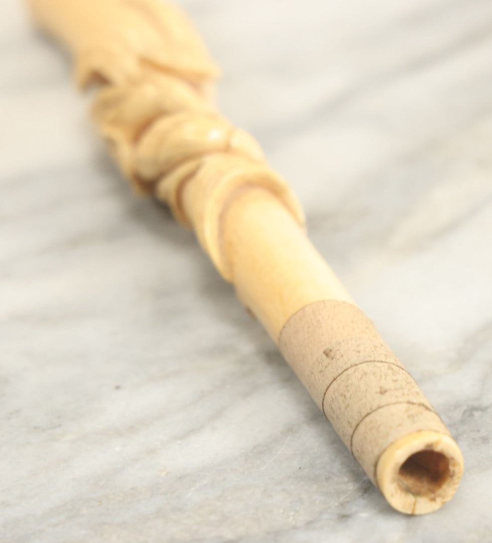 Lot 104 - Antique Carved Bone Floral Design Parasol Umbrella Cane Handle
