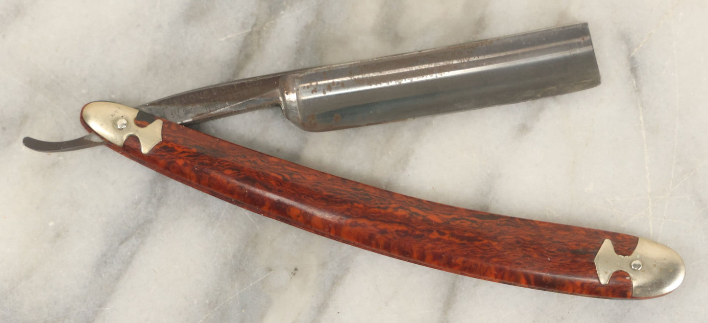 Lot 109 - Grouping Of Three Vintage Straight Shaving Razors Including Keenkutter With Wood Grain Handle, Blue Grass With Black Handle, And Western States Cutlery Co. With Green Handle