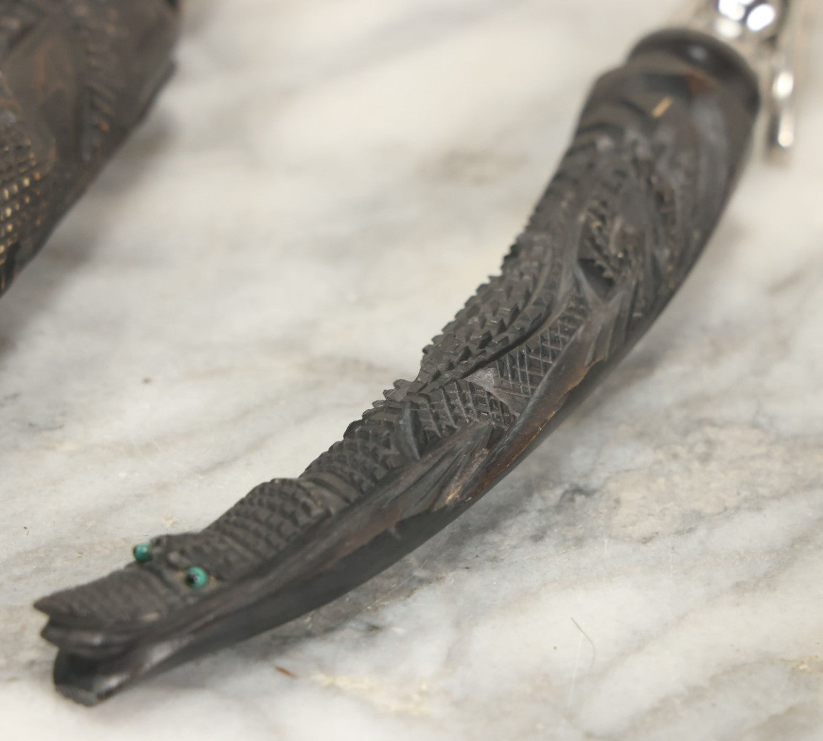 Lot 110 - Grouping Of Five Mixed Carving Utensils Including Carved Alligator Handles