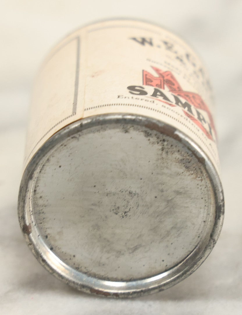 Lot 112 - Antique W.E. Garrett & Sons Sealed Snuff Sample Jar Tin With Paper Label, 1-1/4" Ounces, Philadelphia, Pennsylvania