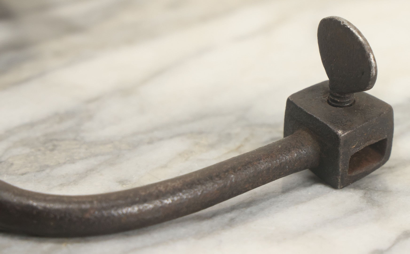 Lot 115 - Handmade Antique Drill Bit Brace With Maker's Mark, Illegible, (F.C. Beher ?)