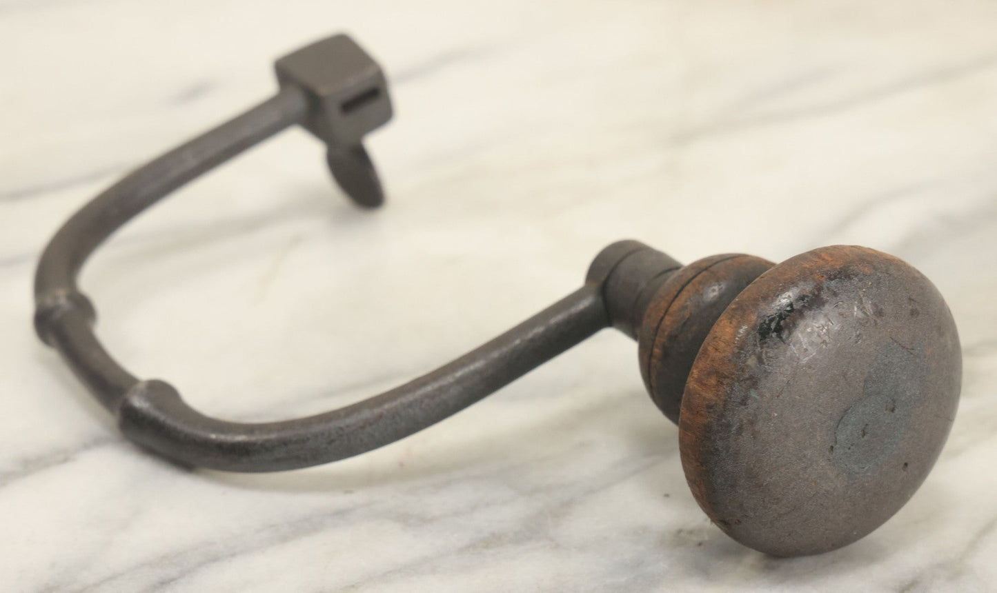 Lot 115 - Handmade Antique Drill Bit Brace With Maker's Mark, Illegible, (F.C. Beher ?)