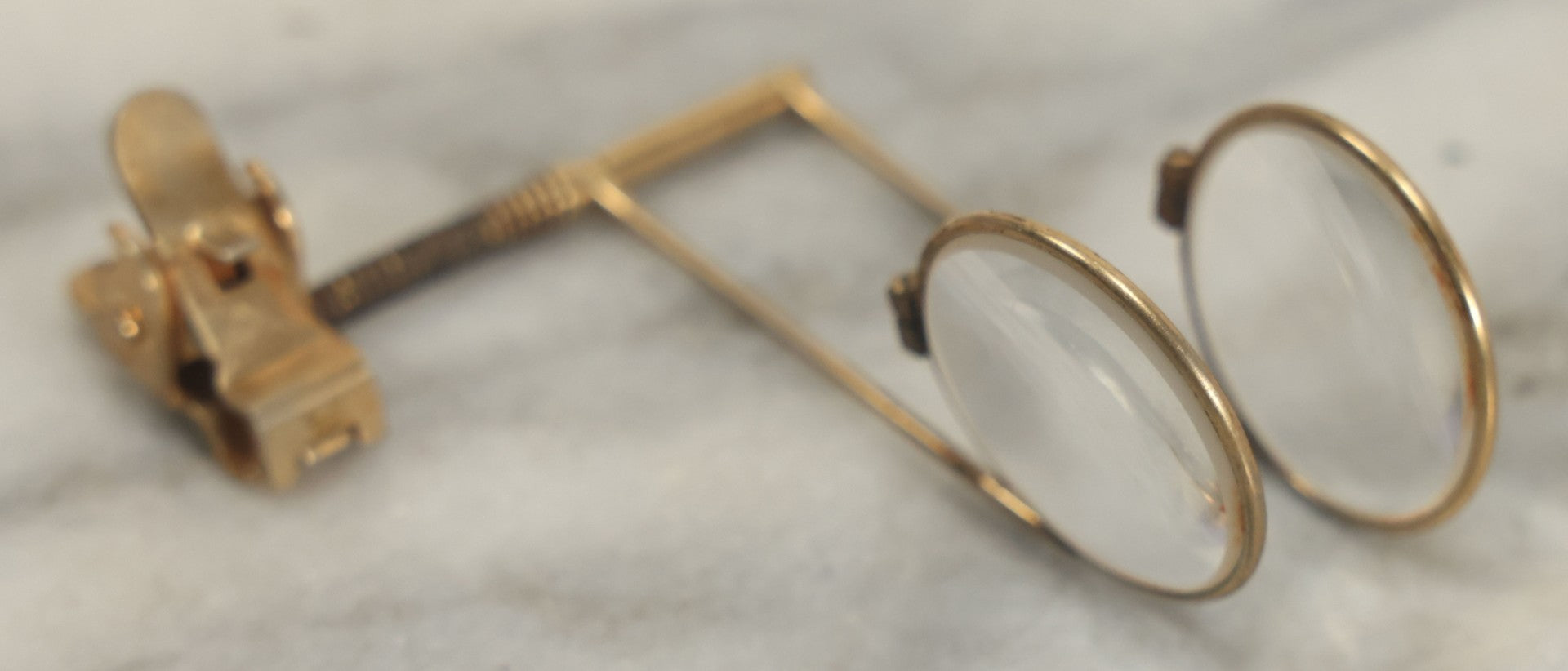 Lot 116 - Vintage Brass Clamping Magnifying Tool Glasses Attachment With 4X And 7X Lens, Marked B.L.