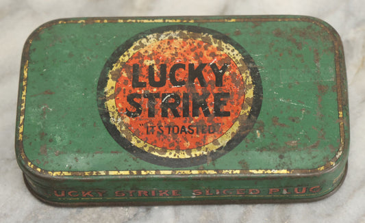 Lot 117 - Vintage Tin Lithograph Lucky Strike Sliced Plug Cigarette Tobacco Tin "It's Toasted," Tin By Tindeco, 