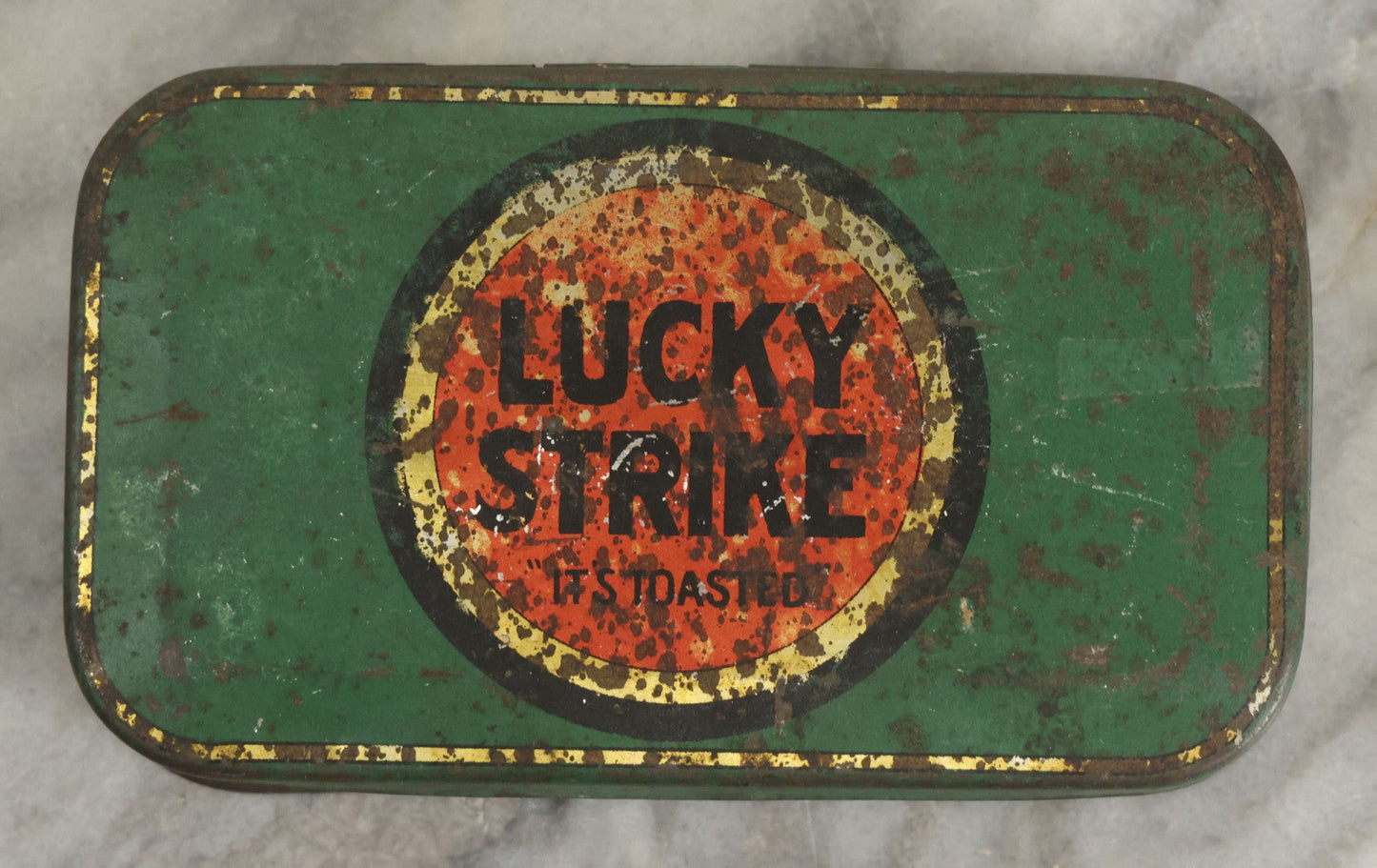 Lot 117 - Vintage Tin Lithograph Lucky Strike Sliced Plug Cigarette Tobacco Tin "It's Toasted," Tin By Tindeco, 