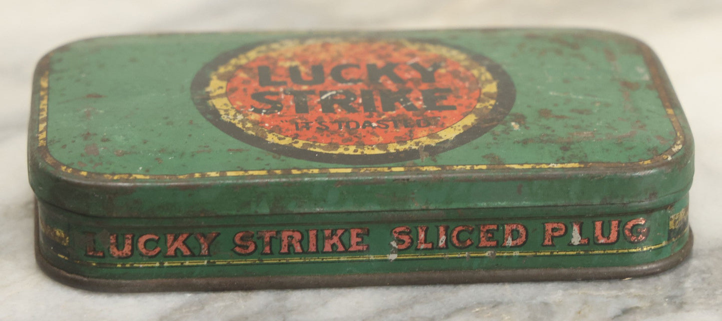 Lot 117 - Vintage Tin Lithograph Lucky Strike Sliced Plug Cigarette Tobacco Tin "It's Toasted," Tin By Tindeco, 