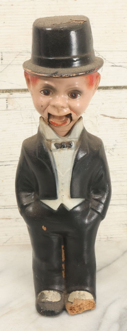 Lot 118 - Vintage Charlie Mccarthy Composition Doll Toy Ventriloquist Dummy, Note Mouth Does Not Work, Big Loss To Foot