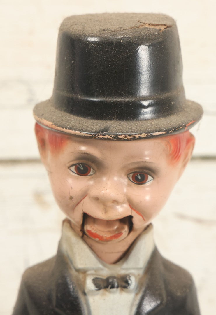 Lot 118 - Vintage Charlie Mccarthy Composition Doll Toy Ventriloquist Dummy, Note Mouth Does Not Work, Big Loss To Foot