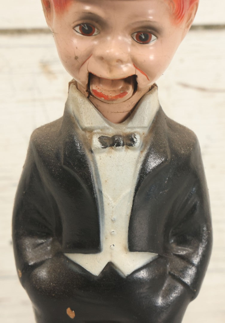 Lot 118 - Vintage Charlie Mccarthy Composition Doll Toy Ventriloquist Dummy, Note Mouth Does Not Work, Big Loss To Foot