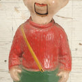 Lot 119 - Vintage Hobo With Red Sweater, Patched Green Pants Composition Doll Toy Ventriloquist Dummy, Note Mouth Does Not Work