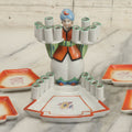 Lot 122 - Vintage Porcelain Cigarette Holder With Man In Turban, With Room For 18 Cigarettes, Including Four Individual Ashtrays, Marked Germany, No. 1503