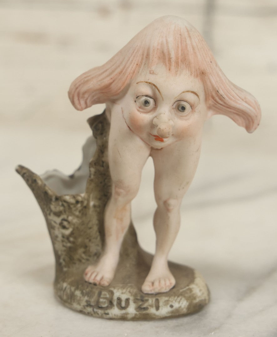 Lot 123 - Vintage Painted Bisque Grotesque Whimsical Character Named "Buzi" With Long Nose 