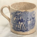 Lot 126 - Antique Transferware Mug With Scene Of Boys Fighting, Family At Home