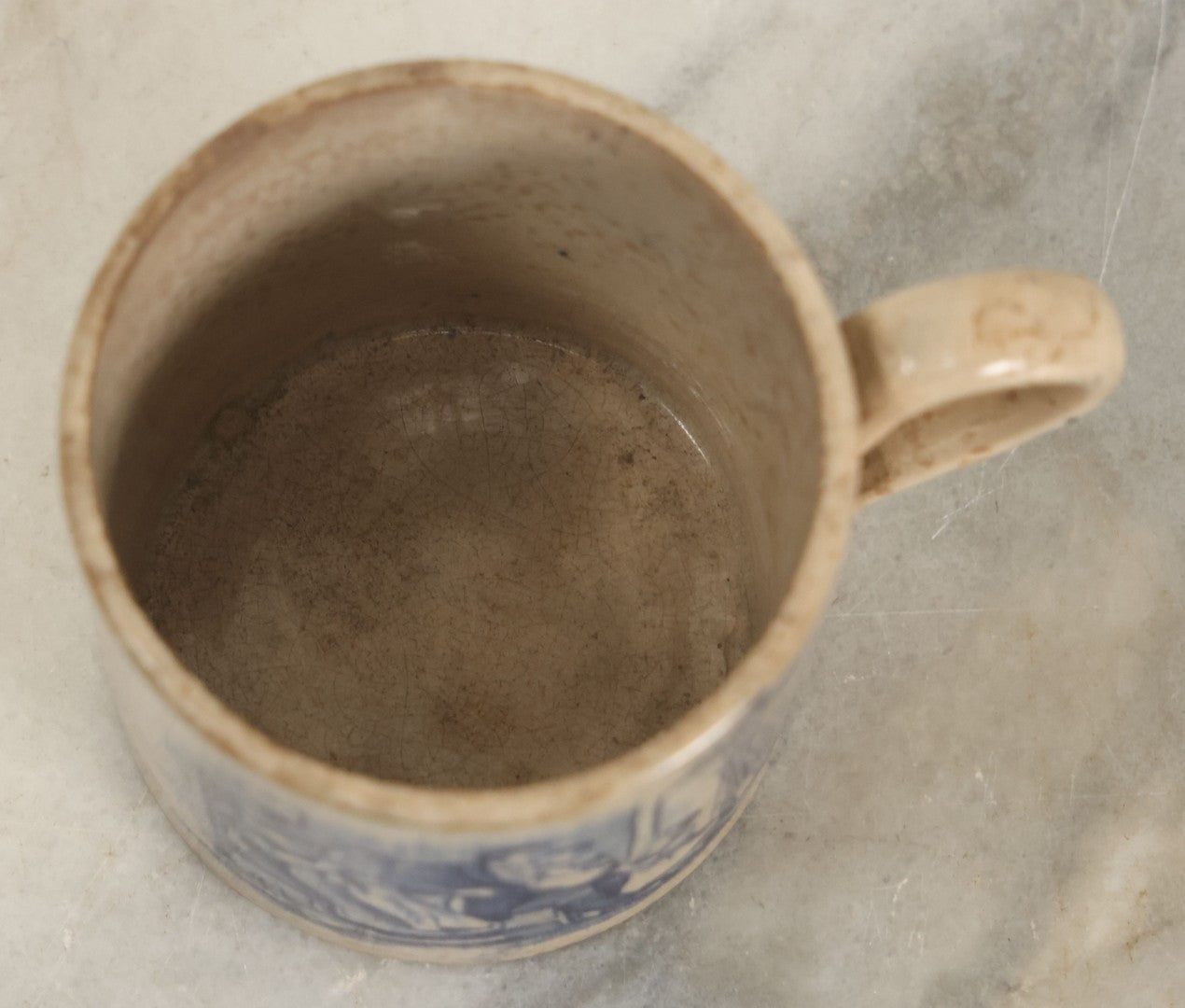 Lot 126 - Antique Transferware Mug With Scene Of Boys Fighting, Family At Home