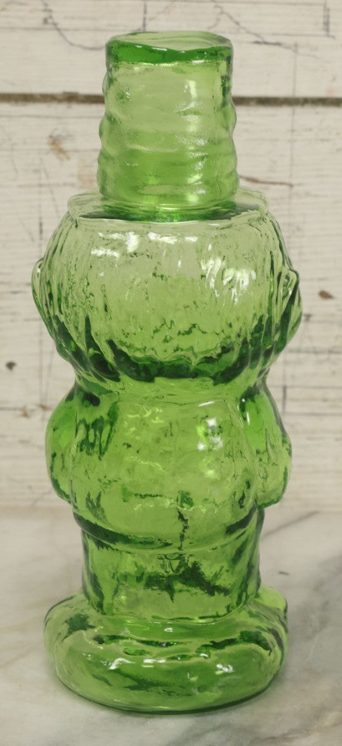 Lot 128 - Vintage Green Translucent Glass Character Judge With Portly, Jolly Man, With Drinking Glass Lid