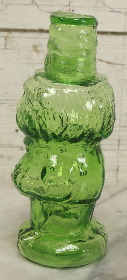 Lot 128 - Vintage Green Translucent Glass Character Judge With Portly, Jolly Man, With Drinking Glass Lid