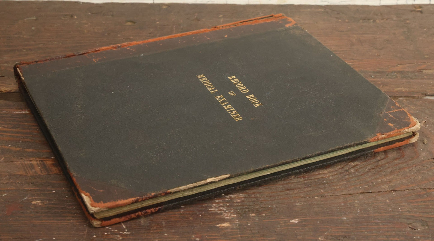 Lot 001 - Antique Record Book Of Medical Examiner Belonging To Theodore Spalding Bacon, Associate Medical Examiner, County Of Hampden, Massachusetts, District No. 2, Containing Many Handwritten Medical Reports And Autopsy Notes, Year Of 1908