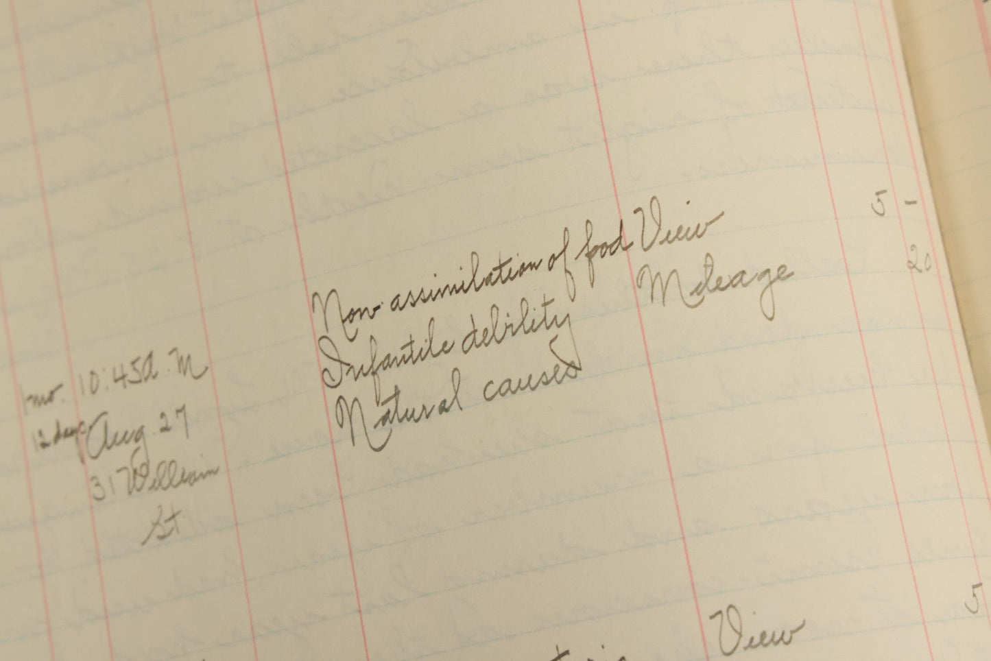 Lot 001 - Antique Record Book Of Medical Examiner Belonging To Theodore Spalding Bacon, Associate Medical Examiner, County Of Hampden, Massachusetts, District No. 2, Containing Many Handwritten Medical Reports And Autopsy Notes, Year Of 1908