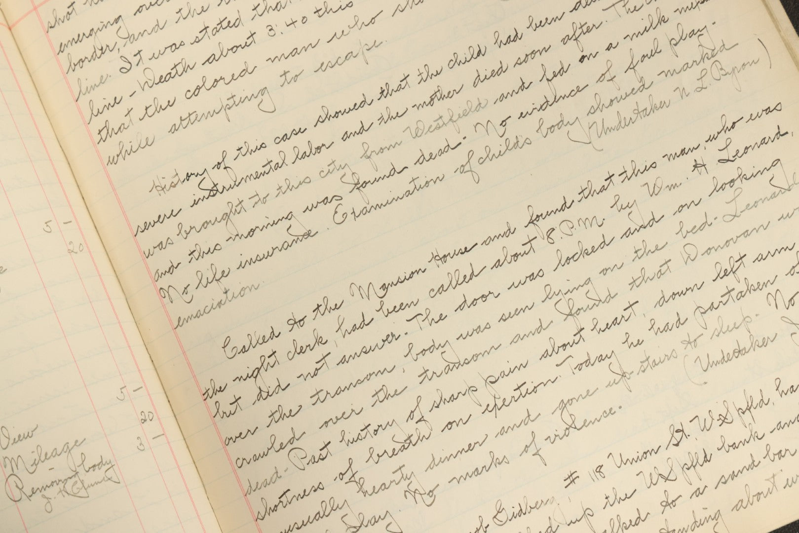 Lot 001 - Antique Record Book Of Medical Examiner Belonging To Theodore Spalding Bacon, Associate Medical Examiner, County Of Hampden, Massachusetts, District No. 2, Containing Many Handwritten Medical Reports And Autopsy Notes, Year Of 1908