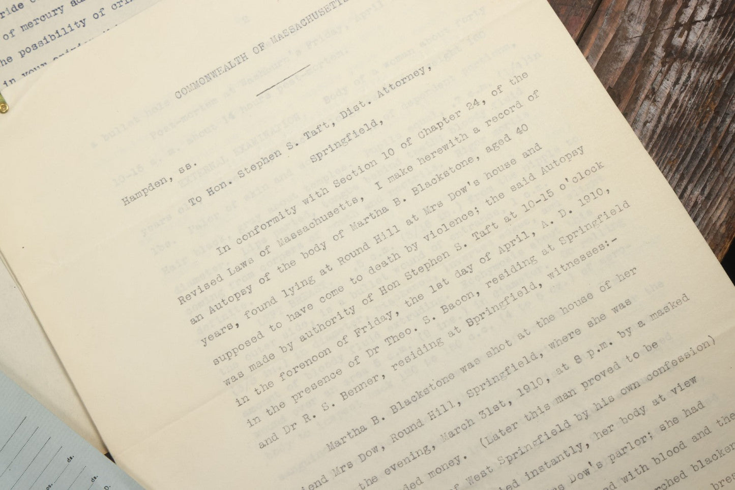 Lot 002 - Grouping Of Typed Ephemera Medical Examiner Documents From Commonwealth Of Massachusetts Circa 1911-1912, Relating To Death Investigations, Autopsies And More, And Blank Certificate Of Death