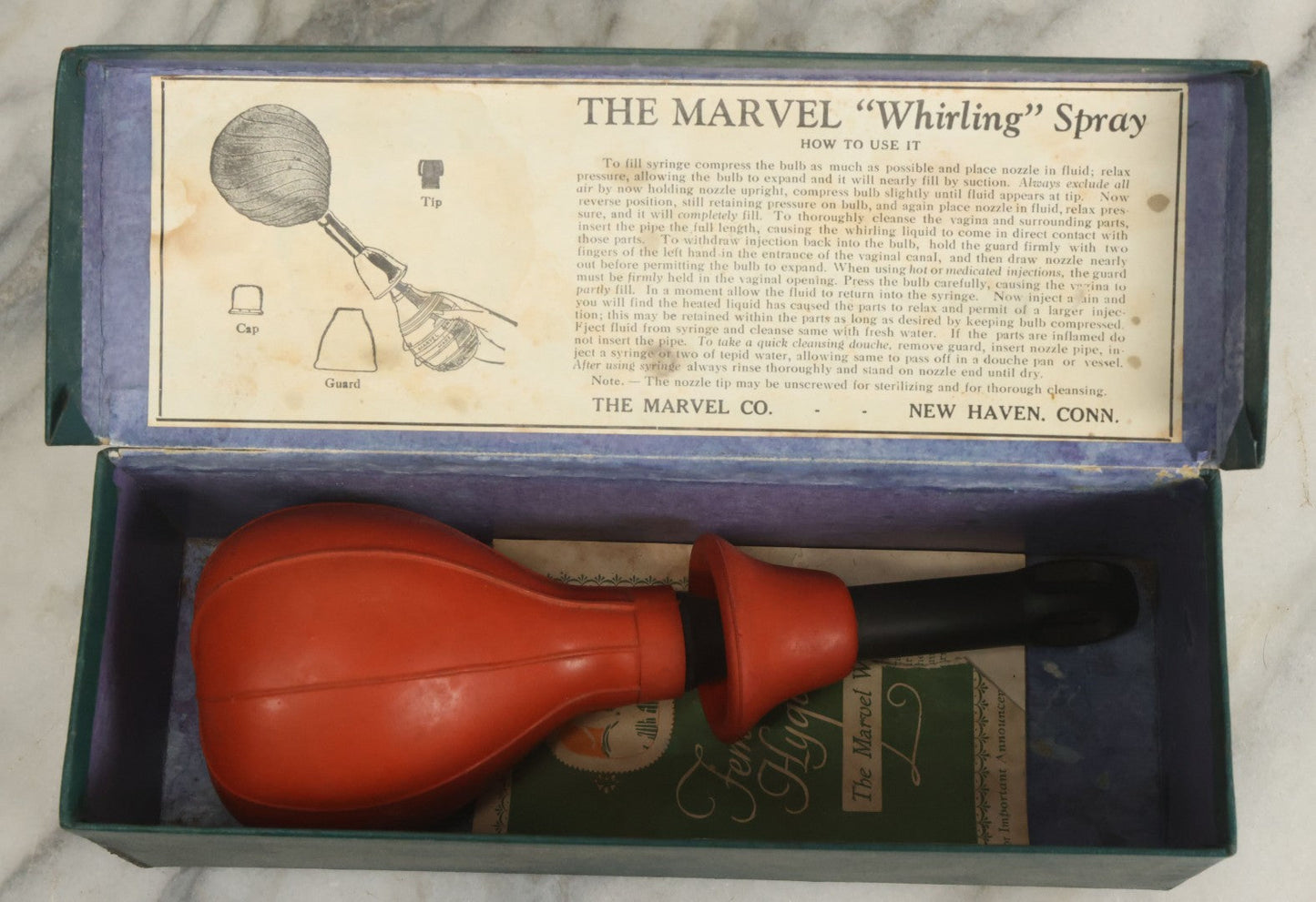 Lot 003 - Antique Medical Device, The Marvel "Whirling" Spray, Cleansing Douche, In Box, Manufactured By The Marvel Co., New Haven, Connecticut, With Original Booklet