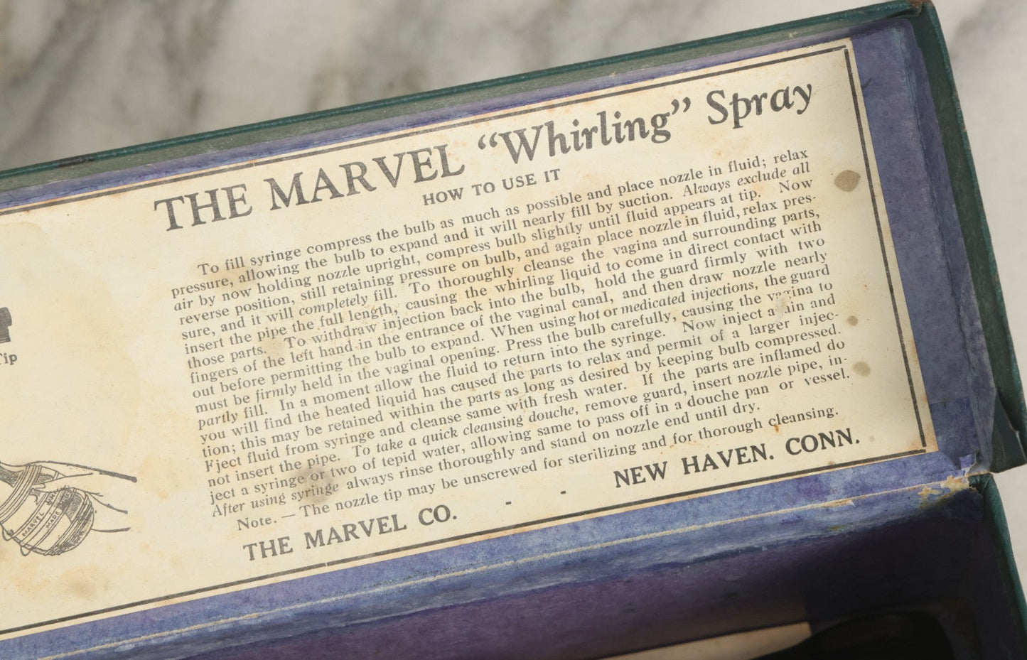 Lot 003 - Antique Medical Device, The Marvel "Whirling" Spray, Cleansing Douche, In Box, Manufactured By The Marvel Co., New Haven, Connecticut, With Original Booklet