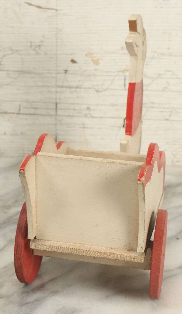 Lot 015 - Vintage Folk Art Wood Cut Peter Rabbit Pull-Along Toy, Dolls Carriage, Hand Painted