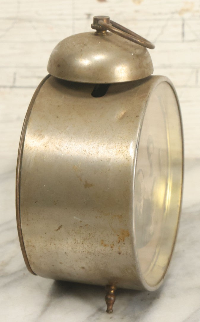 Lot 019 - Antique Repurposed Brass Alarm Clock Photo Frame With Family Photograph Of Two Men And Two Women, As Found