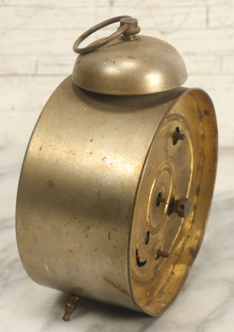 Lot 019 - Antique Repurposed Brass Alarm Clock Photo Frame With Family Photograph Of Two Men And Two Women, As Found