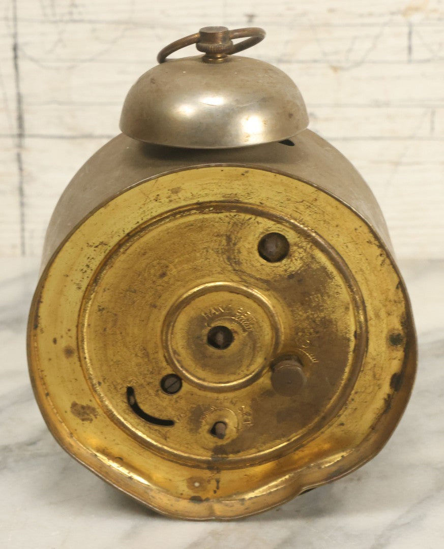 Lot 019 - Antique Repurposed Brass Alarm Clock Photo Frame With Family Photograph Of Two Men And Two Women, As Found