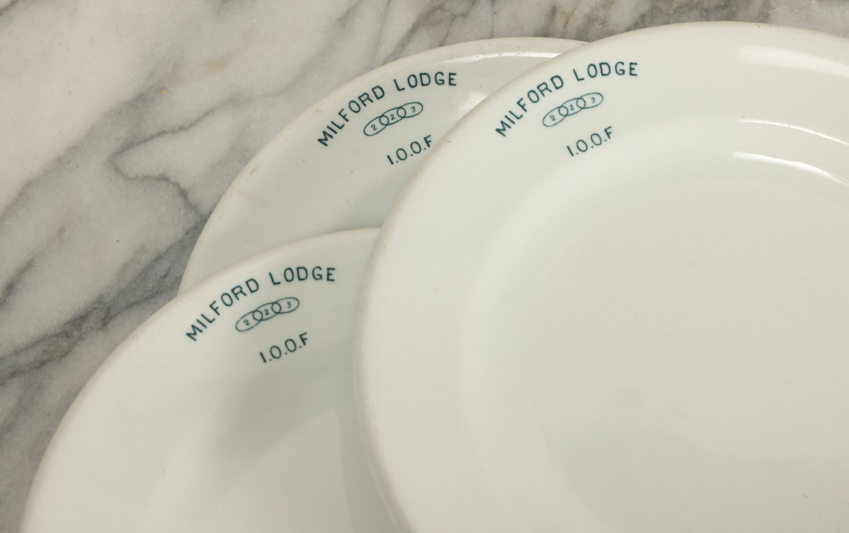 Lot 022 - Grouping Of Three Odd Fellows I.O.O.F. Milford Lodge No. 223, Massachusetts, Dinnerware Plates, By Grindley Hotel Ware, England